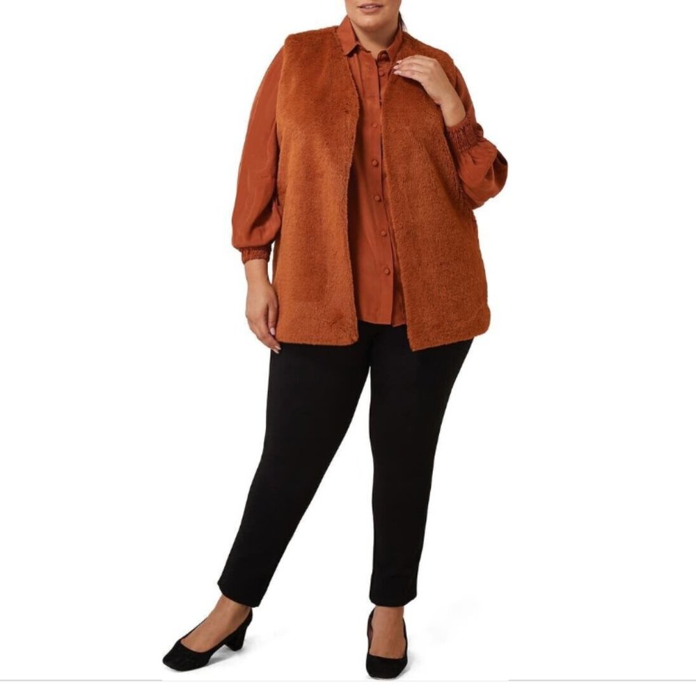 Marée Pour Toi Burnt Orange Rust Faux Fur Vest Retro Vintage Look Nordstrom